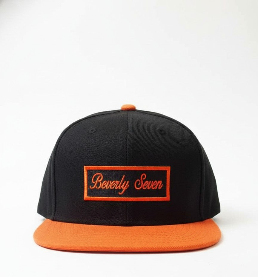Beverly Seven Black Label Orange Black Snap Back Hat