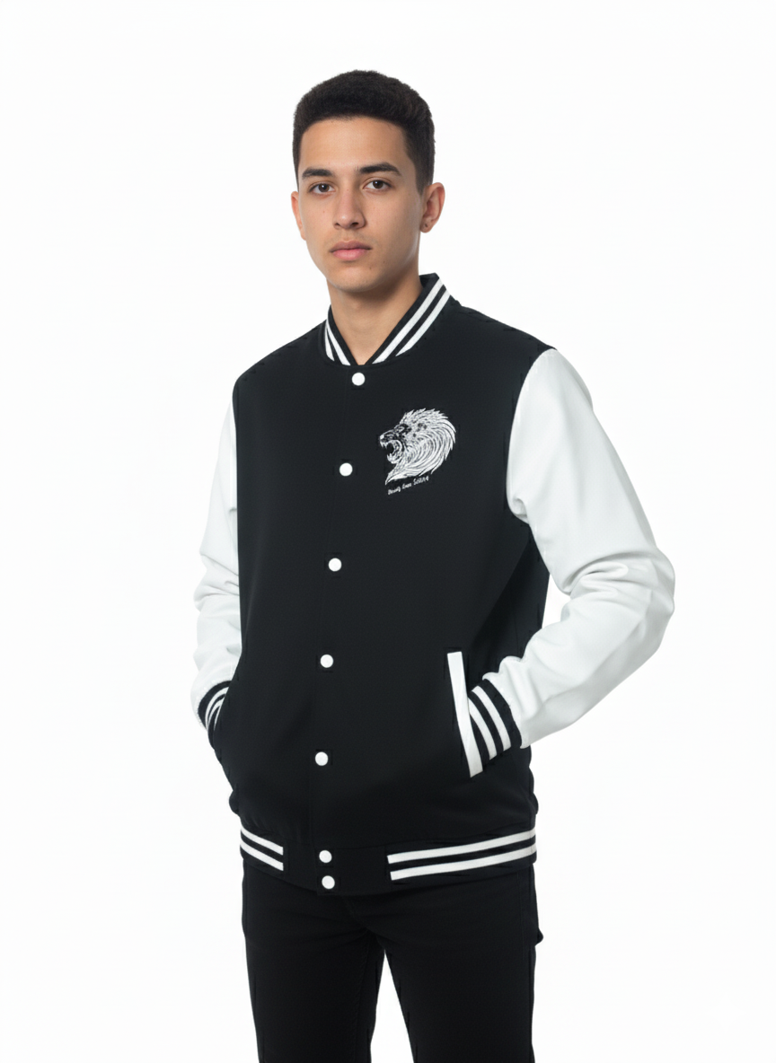 Beverly Seven Luxury Fashion Est. 2018 Black White Varsity Jacket