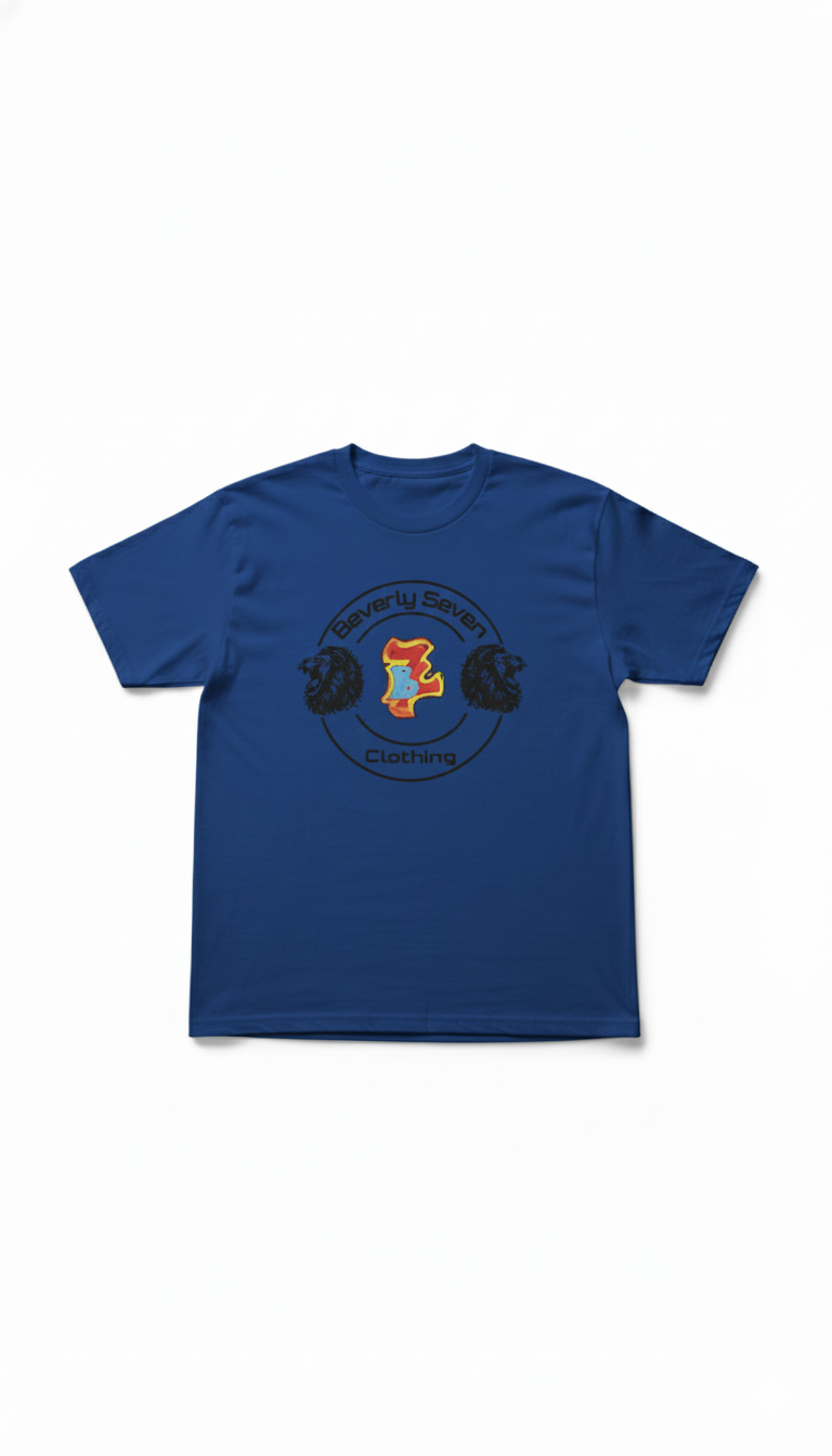 Bev 7 Clothing Logo Tee Shirt Royal Blue