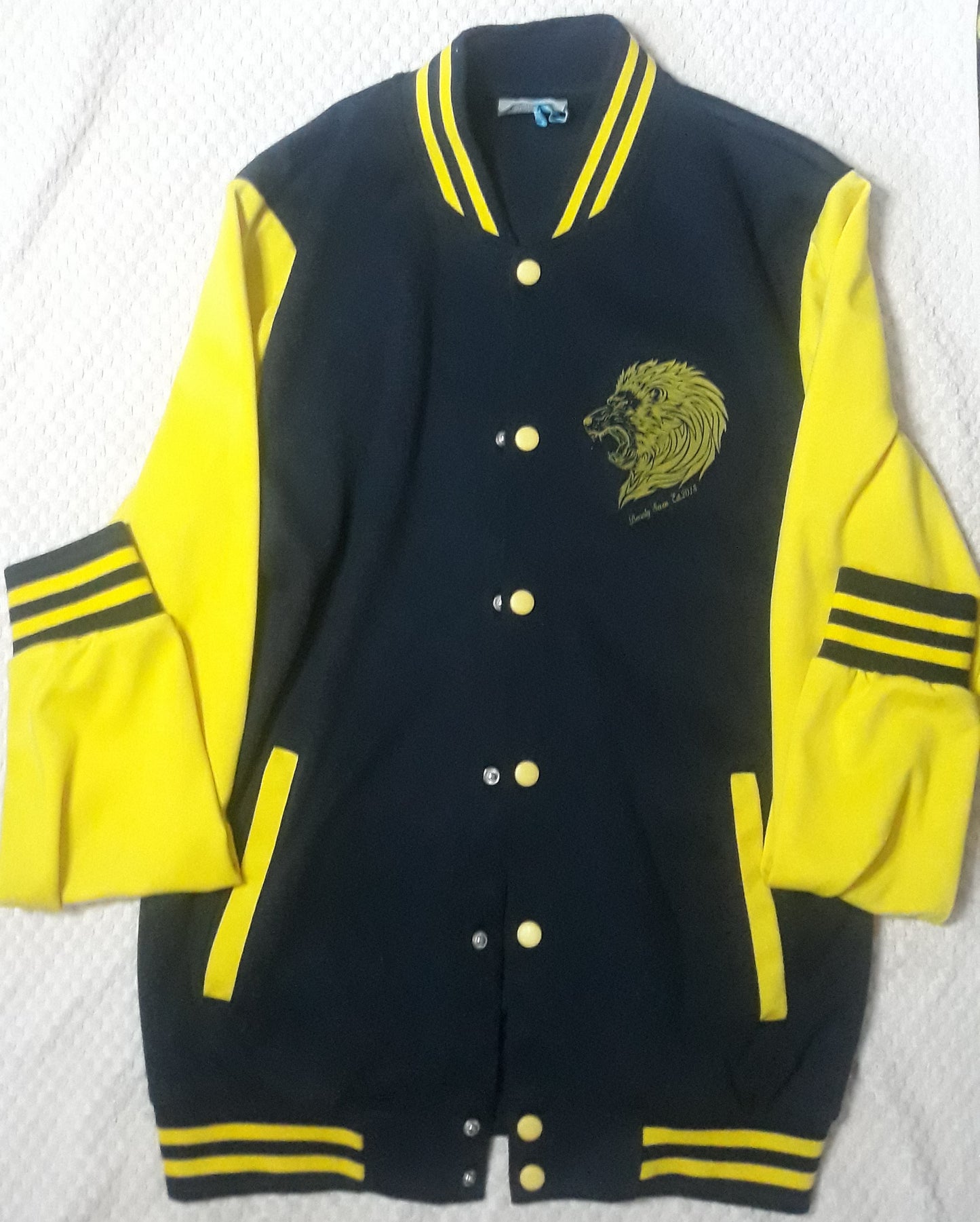 Navy Blue/Yellow Beverly Seven Luxury Fashion Est. 2018 Varsity Jacket