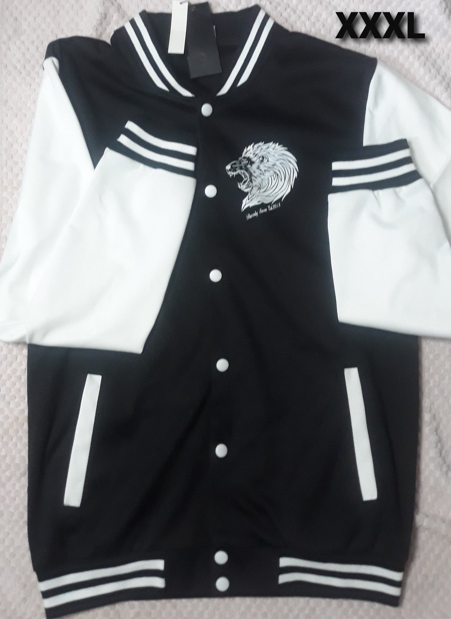 Black/White Beverly Seven Luxury Fashion Est. 2018 Varsity Jackets