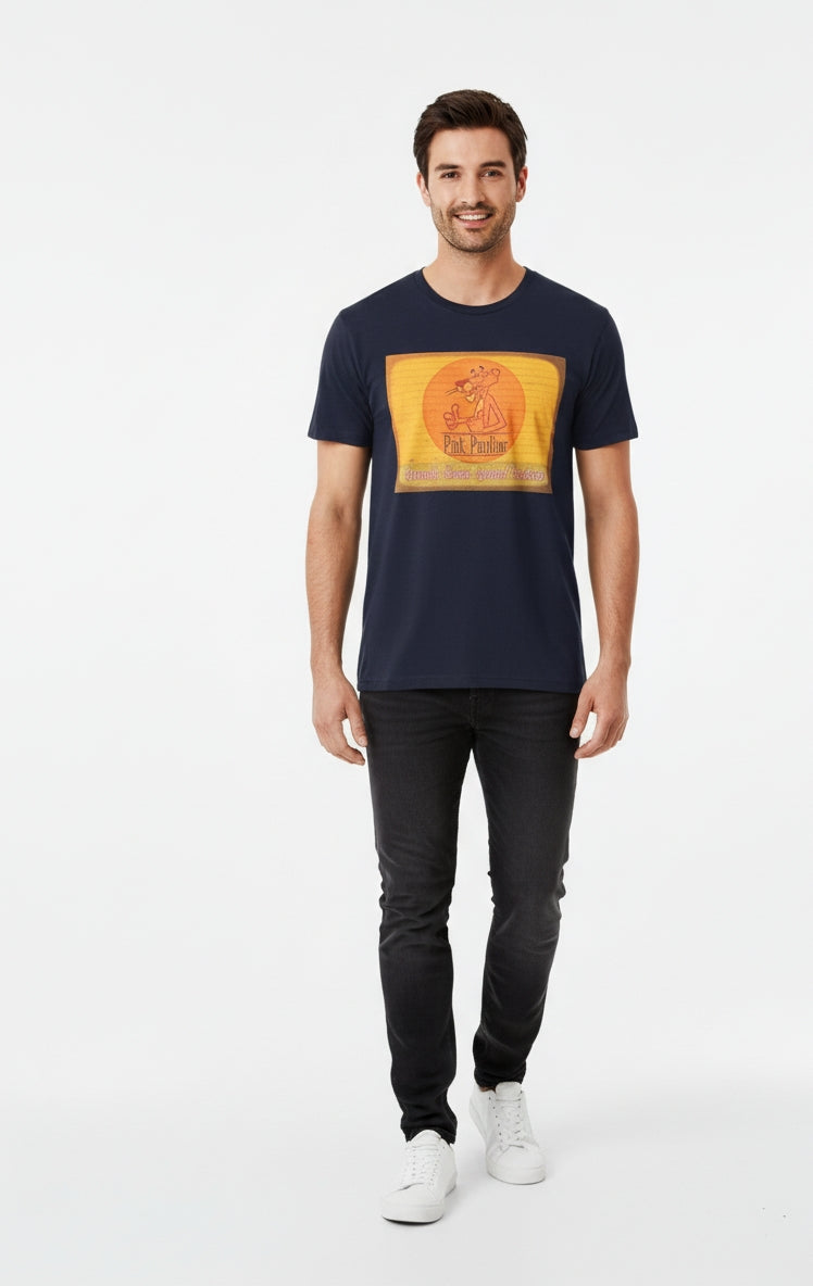Pink Diamond Navy Blue Printed Logo Tee Shirt