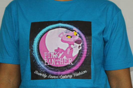 Light Blue Pink Diamond Printed Tee Shirt