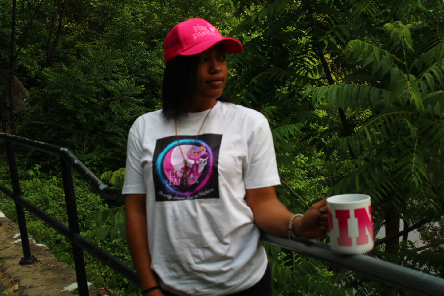 White Pink Diamond Printed Tee Shirt