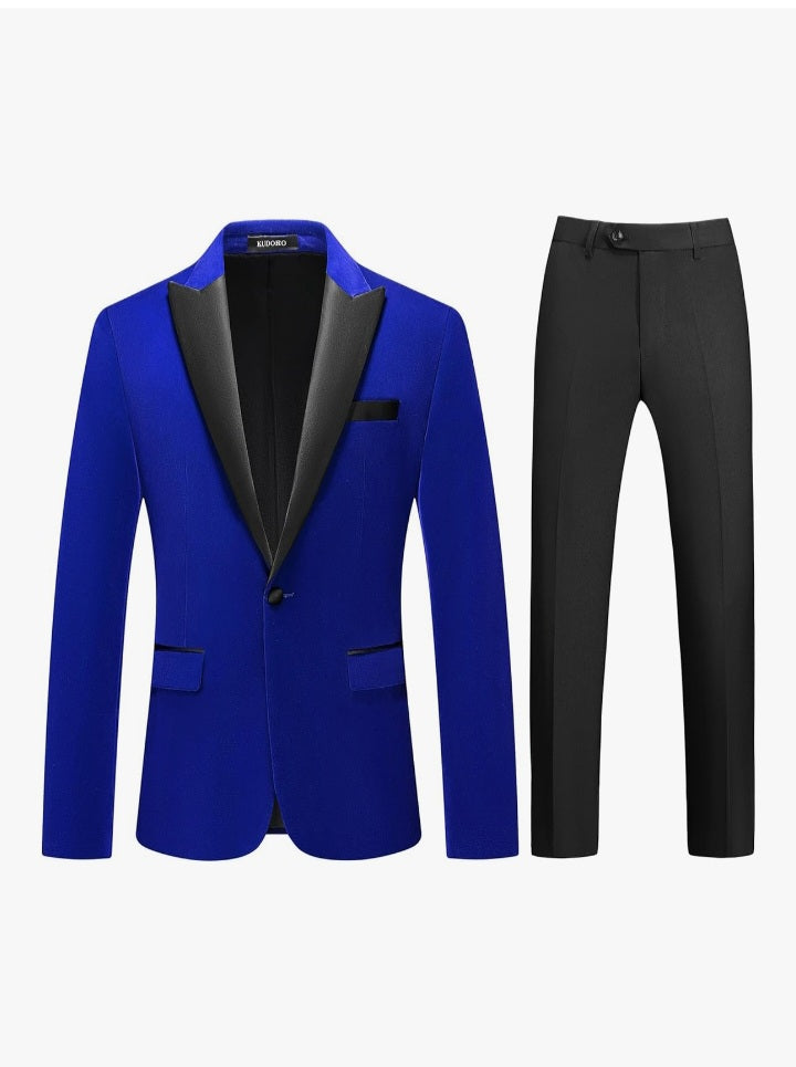 Male Business Suit Set 2 Blue Black