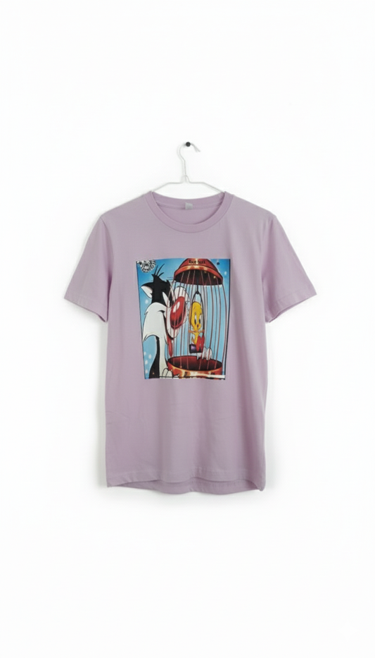 Purple Don't Feed the Birds Carry On Tradition Printed Tee Shirt