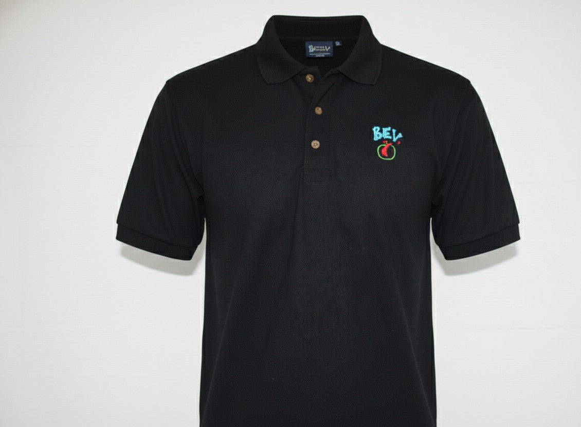 Bev7 Entertainment Polo Button Up Shirt Black