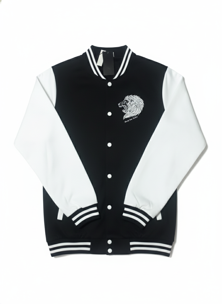 Beverly Seven Luxury Fashion Est. 2018 Black White Varsity Jacket