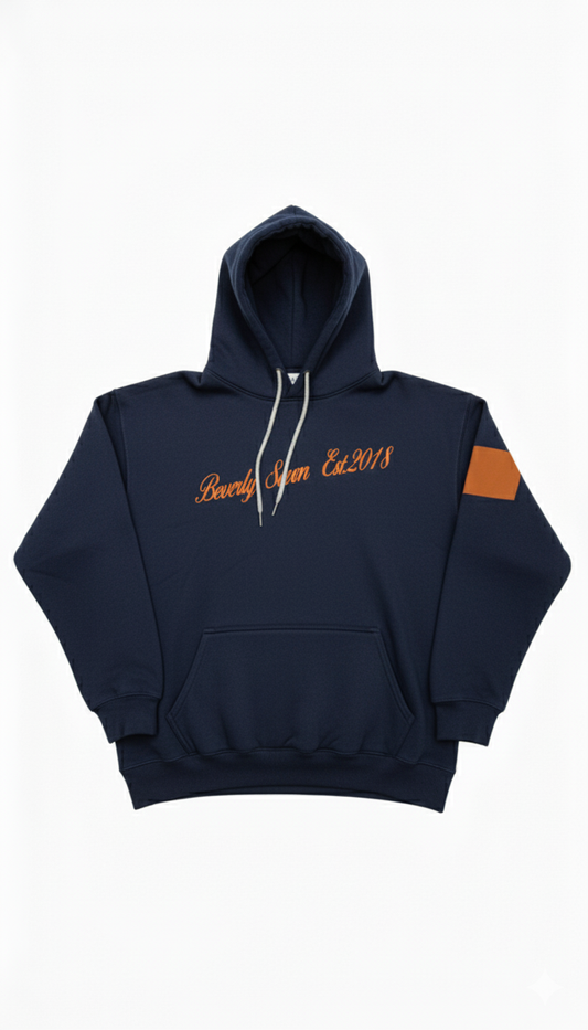 Beverly Seven Luxury Fashion Est. 2018 Navy Blue Signature Hoody