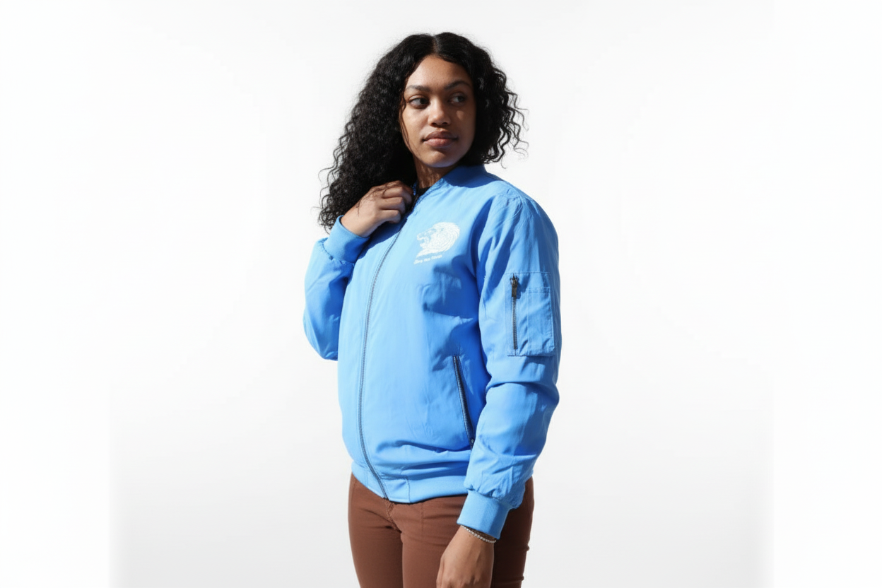 Beverly Seven Luxury Fashion Est. 2018 Powder Blue Flight Jacket