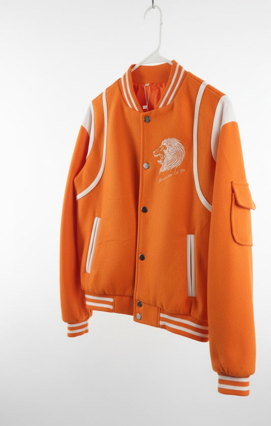 Beverly Seven Luxury Fashion Est. 2018 Orange Wool Varsity Jacket