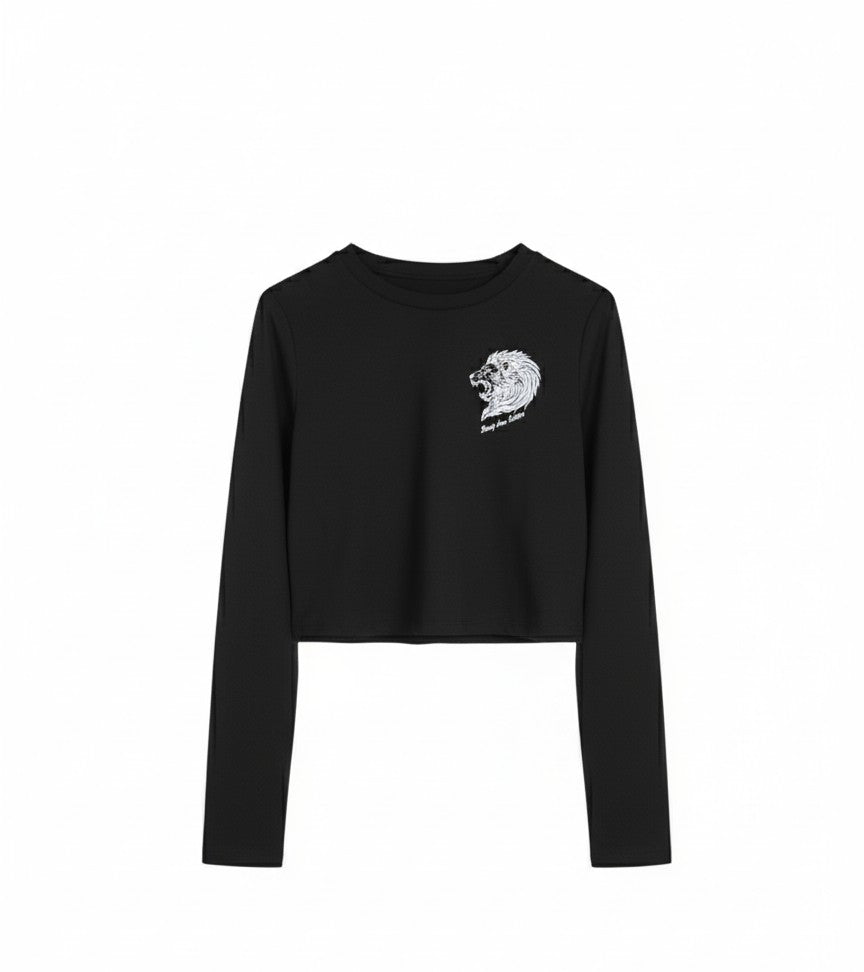 Beverly Seven Luxury Fashion Est. 2018 Black Crop Top Long Sleeve