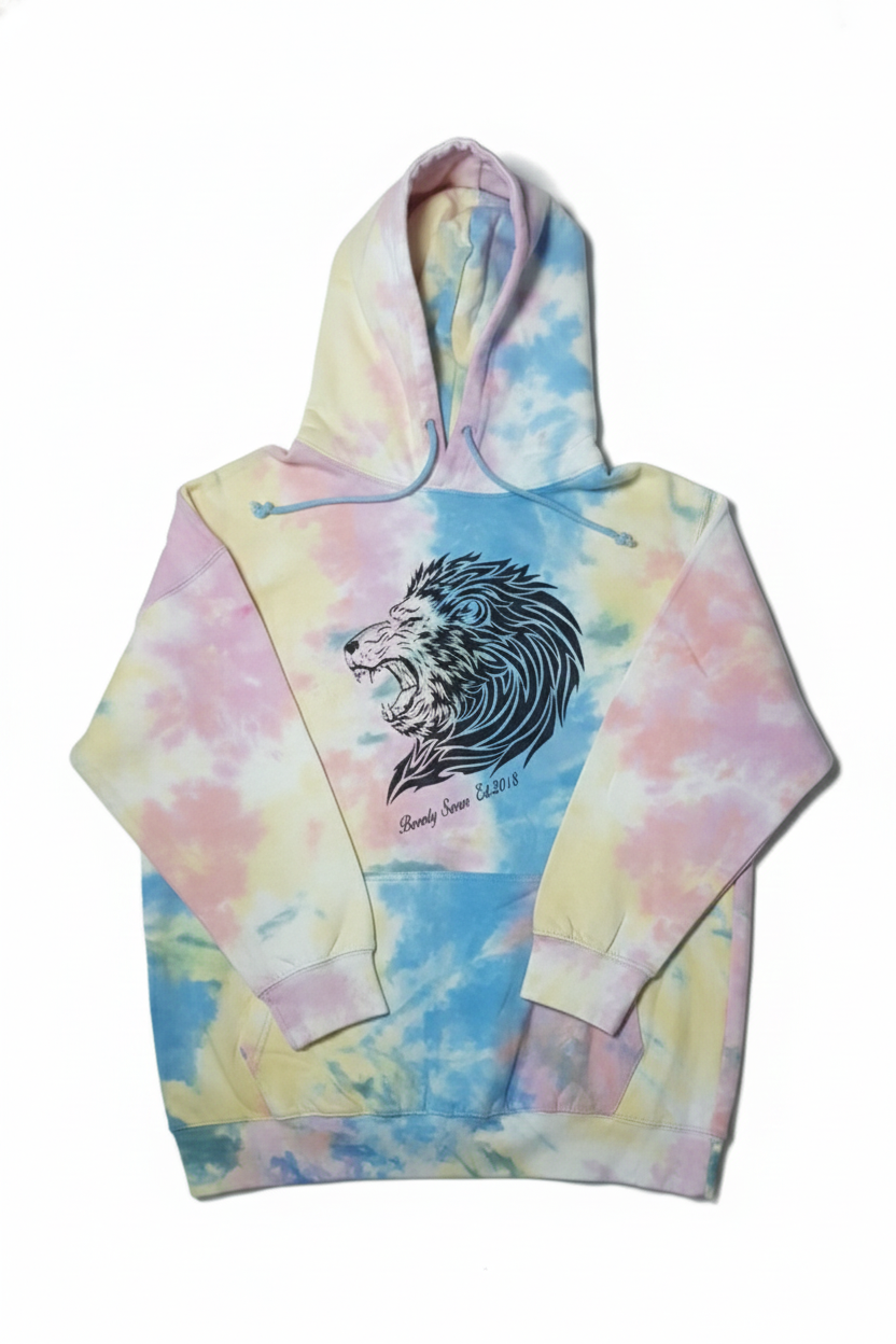 Beverly Seven Luxury Fashion Est. 2018 Blue and Pink Tye Dyed Hoodie
