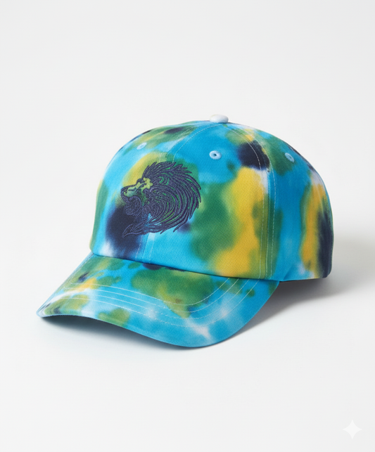 Beverly Seven Luxury Fashion Est. 2018 Blue and Yellow Tye Dyed Dad Hat
