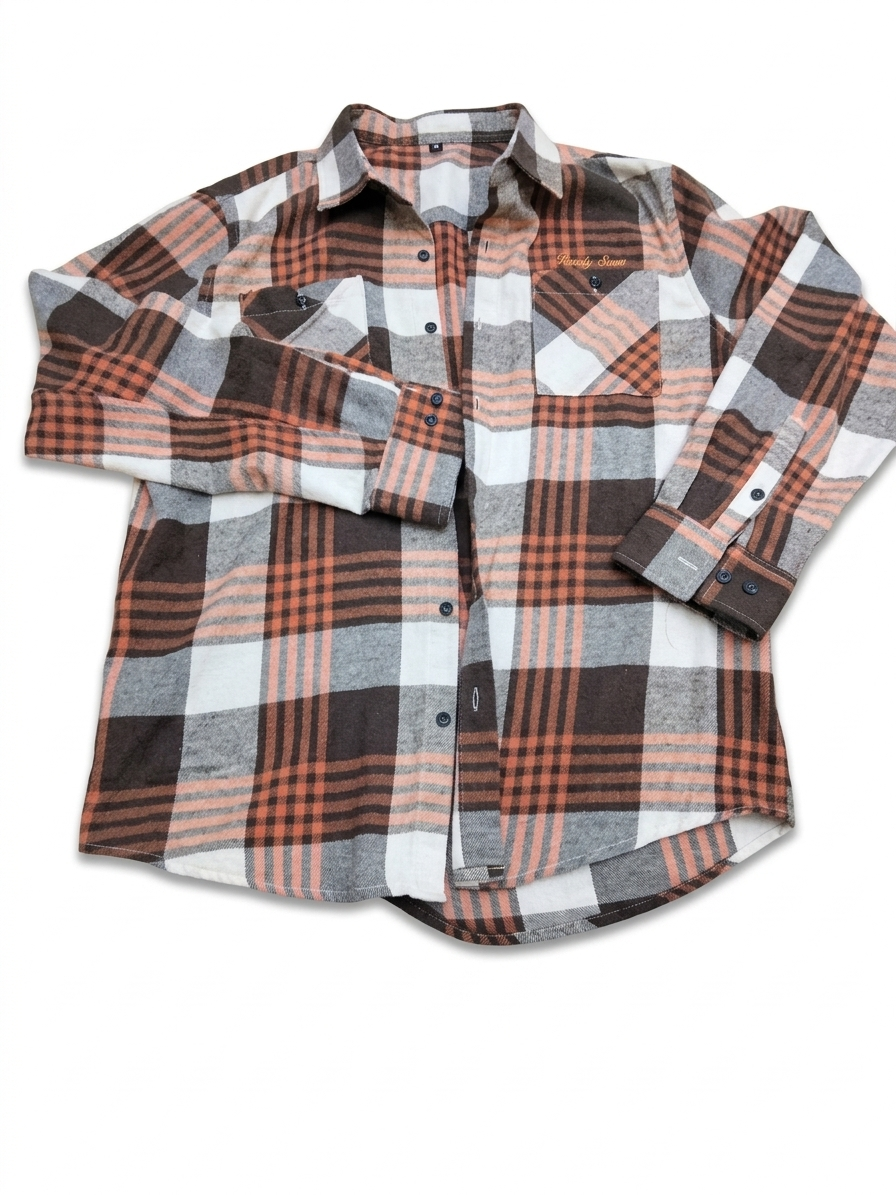 Beverly Seven Black Label Orange Plaid Button Up Shirt