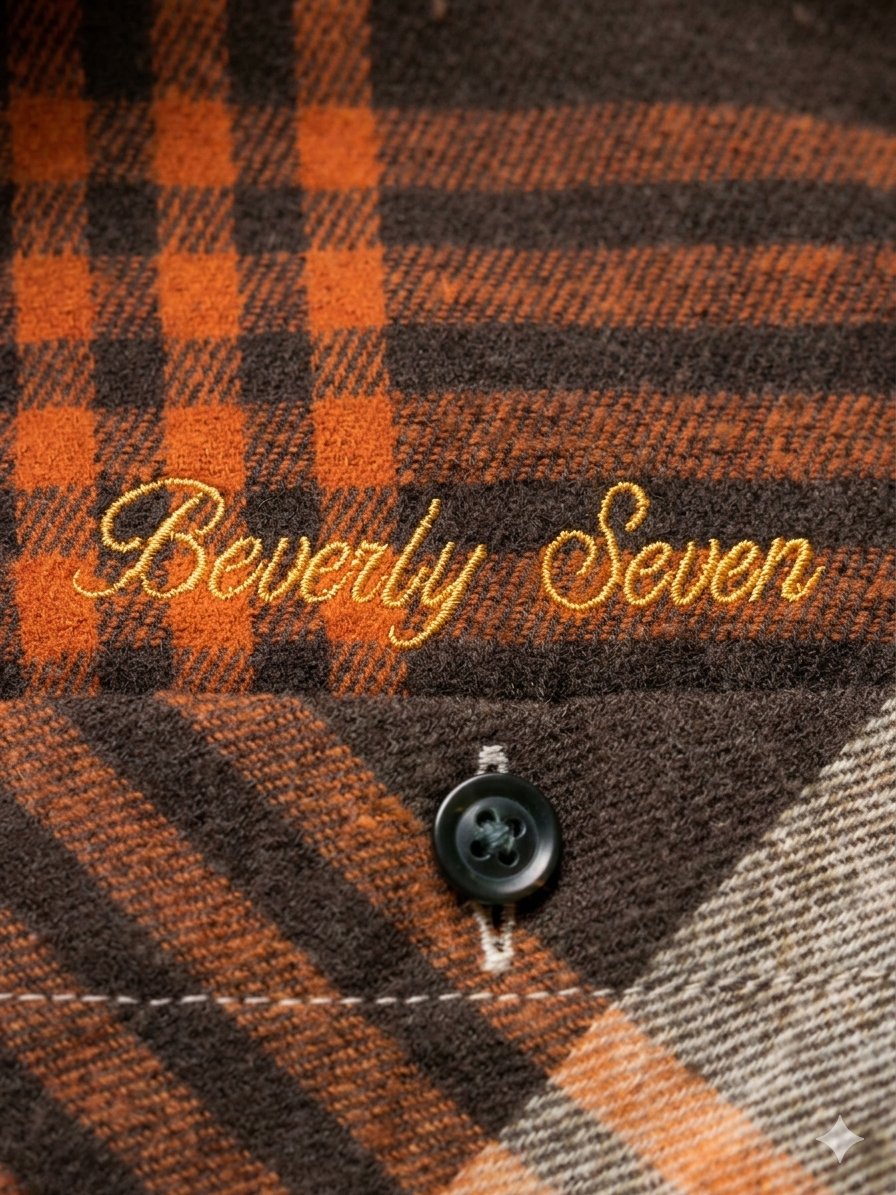 Beverly Seven Black Label Orange Plaid Button Up Shirt