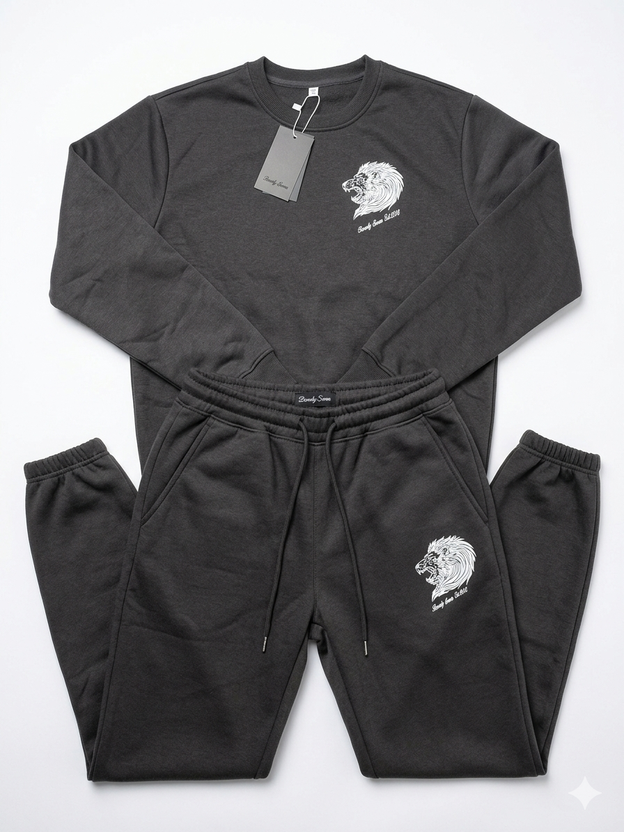 Beverly Seven Luxury Fashion Est. 2018 Black Crewneck Sweatsuit