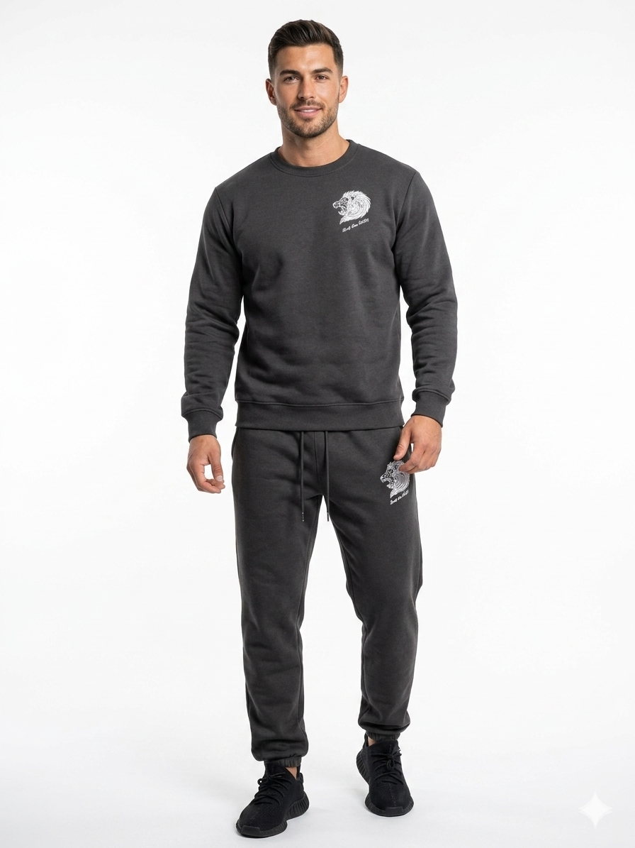Beverly Seven Luxury Fashion Est. 2018 Black Crewneck Sweatsuit