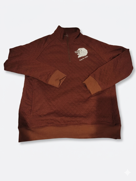 Beverly Seven Luxury Fashion Est. 2018 Burgundy Half Zip Mattress Sweatshirt