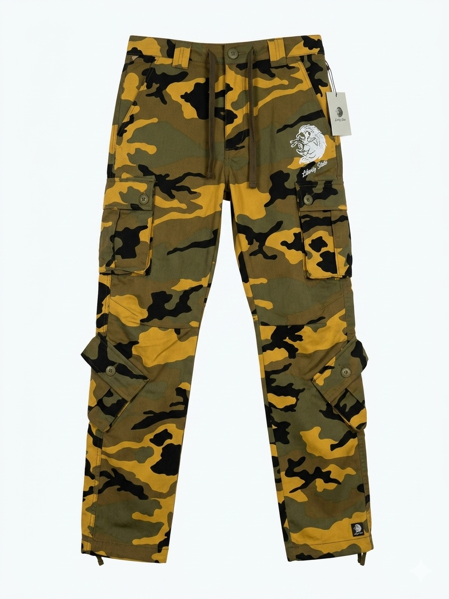 Beverly Seven Luxury Fashion Est. 2018 Army Camo Cargo Pants