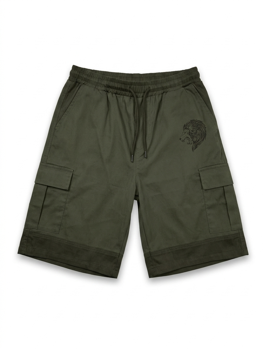 Beverly Seven Luxury Fashion Est. 2018 Army Green Basic Shorts