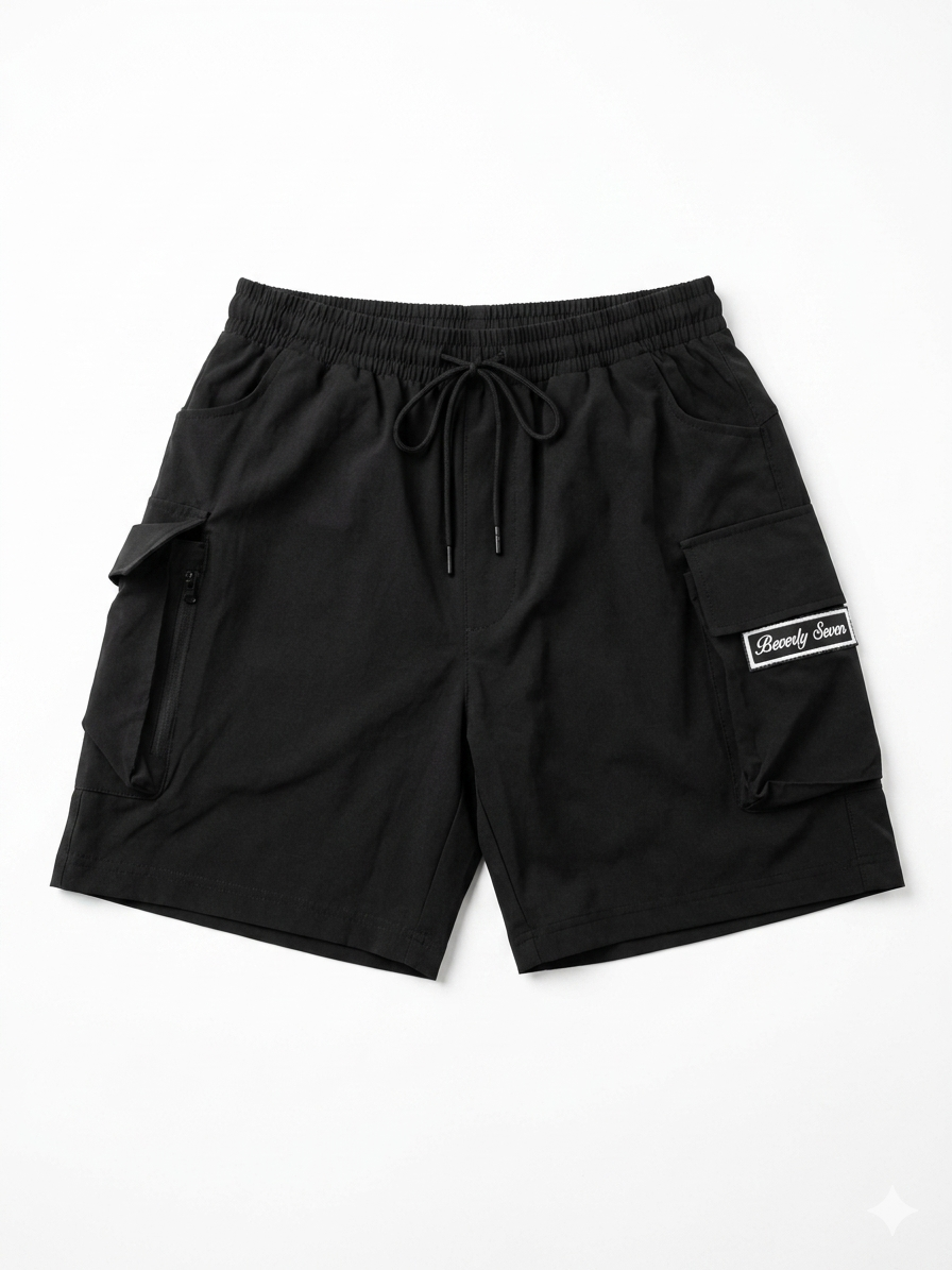 Beverly Seven Black Label Black Cargo Shorts