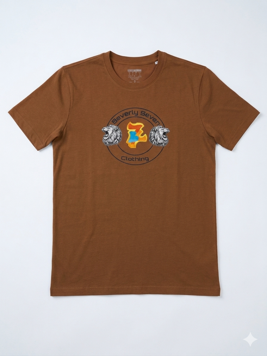 Bev 7 Clothing Logo Tee Shirt Brown