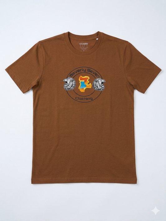 Bev 7 Clothing Logo Tee Shirt Brown