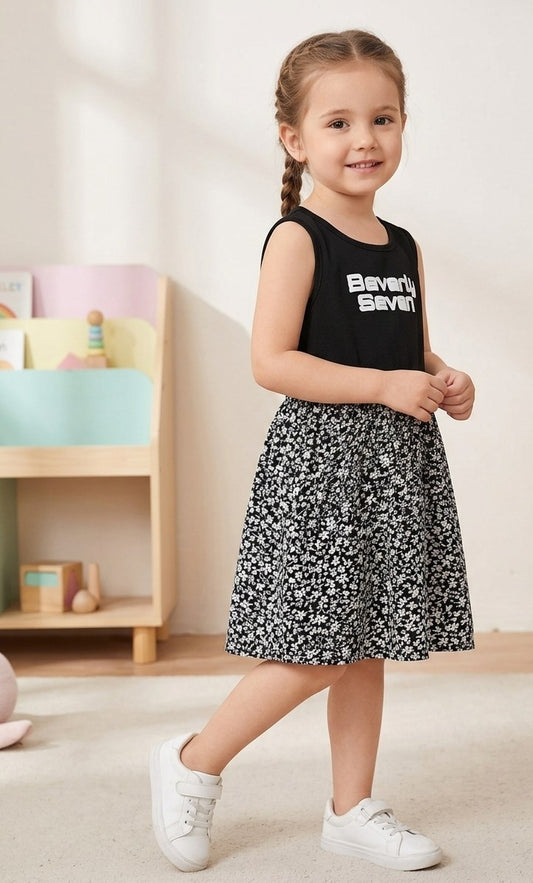 Beverly Seven Girls Black Flower Dress