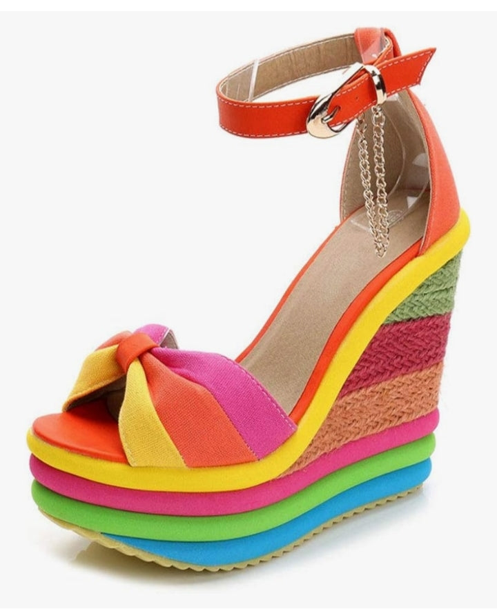 Beverly Seven Luxury Shoes #10 Multi Color Summertime Heels