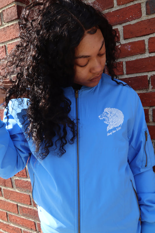Powder Blue Beverly Seven Luxury Fashion Est. 2018 Flight Jacket