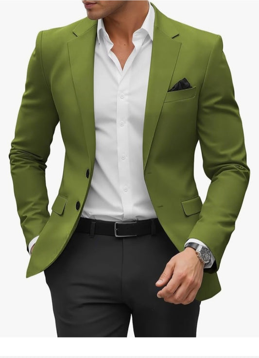 Mens Casual Blazer 1 Olive Green